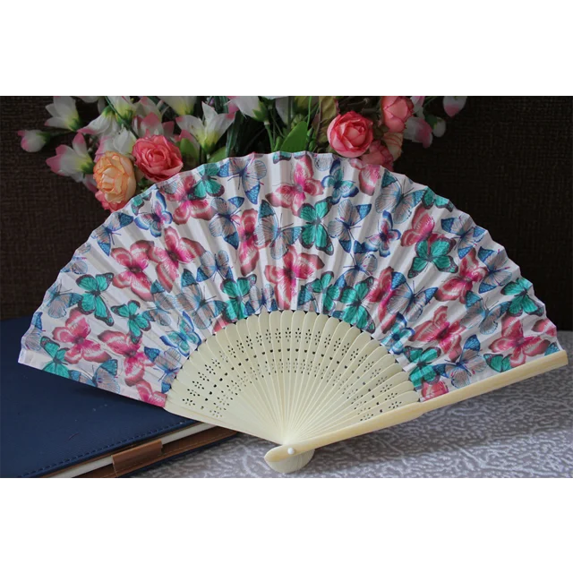 Beautiful fabric bamboo fan for ladies