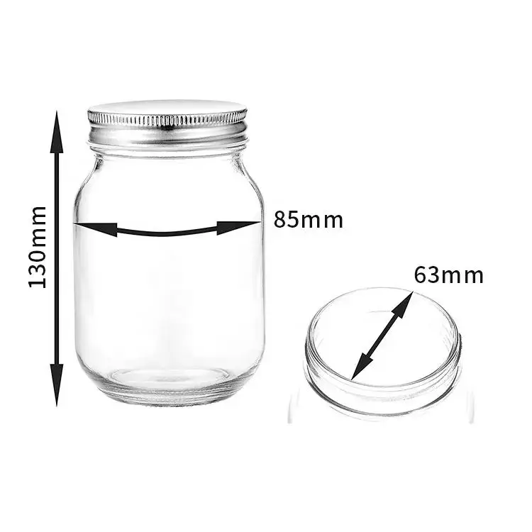 Custom Mason Jars wide mouth clear 500m 16oz Canning Jars With Lids For Honey Jam Jelly Foods