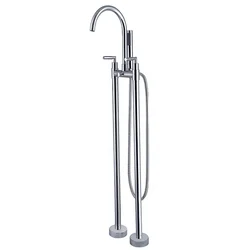 Chrome plated Bathroom Free standing Bathtub Faucet Floor stand waterfall shower mixer