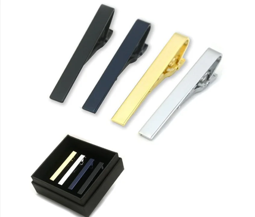 Men Gift Metal Tie Clasp Clamps Blue Tie Bar Clip Tie