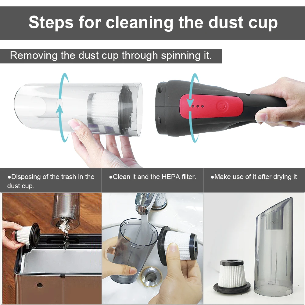 
2021 120W Cordless Auto Lightweight High Suction Rechargeable Portable Vacuum Cleaner Car Wireless Car Vacuum Cleaner 
