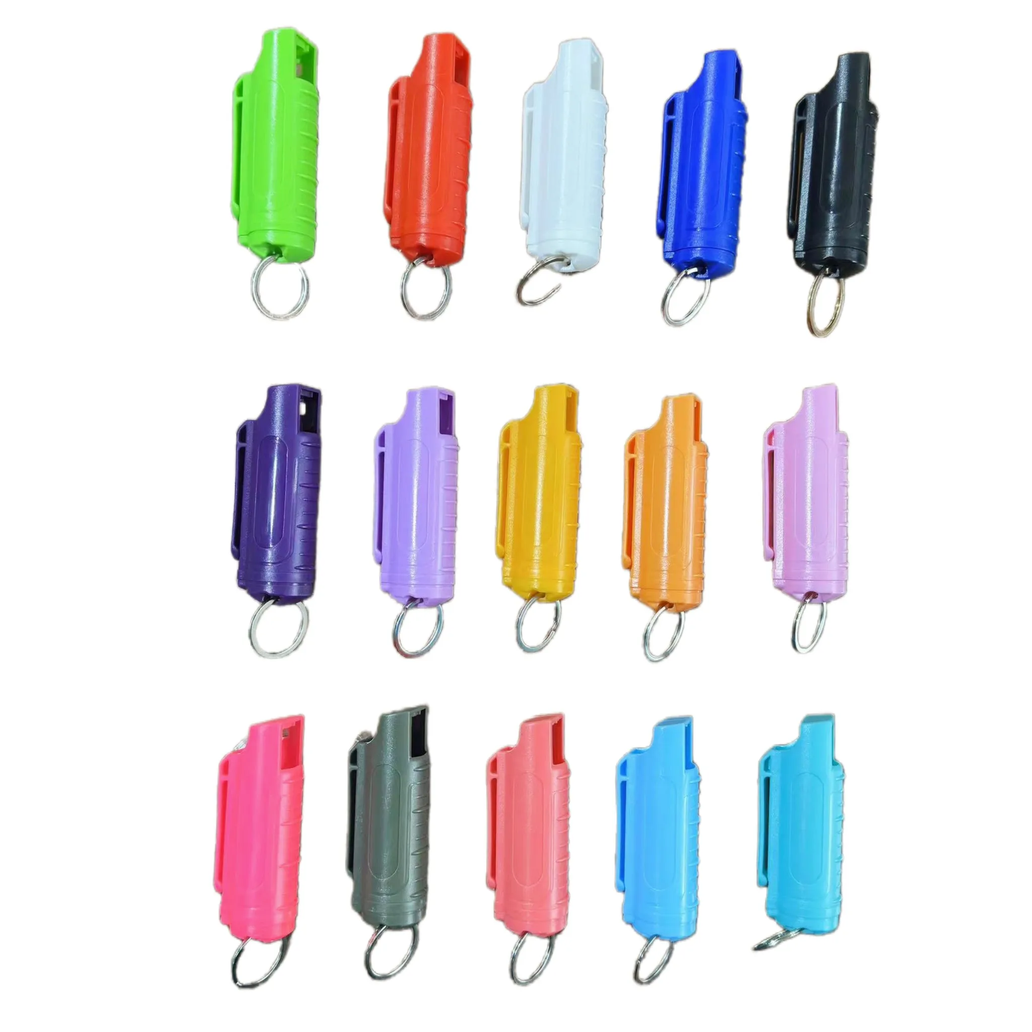 Hot Sale high quality plastic spray shell self defense keychain set with 20ml aluminum can spray