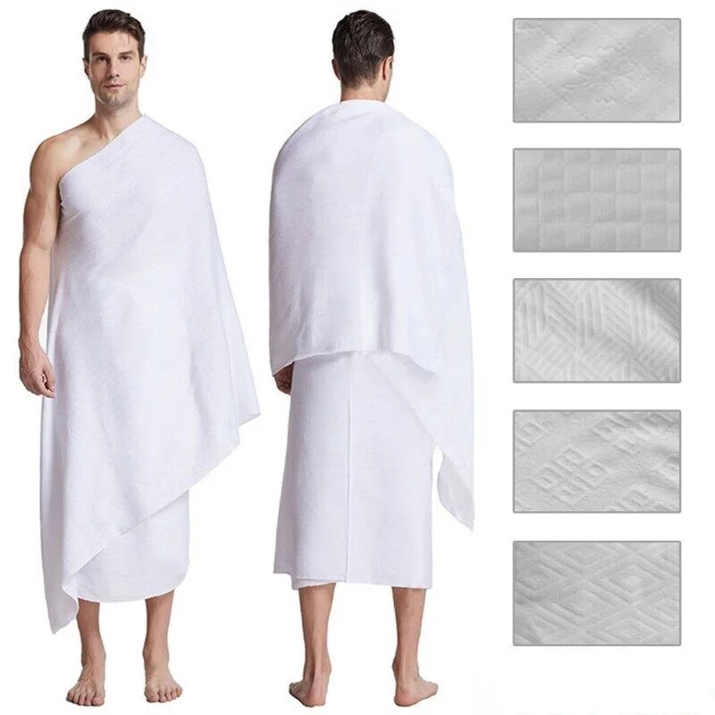 Personalized custom breathable clothing muslim hajj towel 100% cotton ihram hajj and umrah set