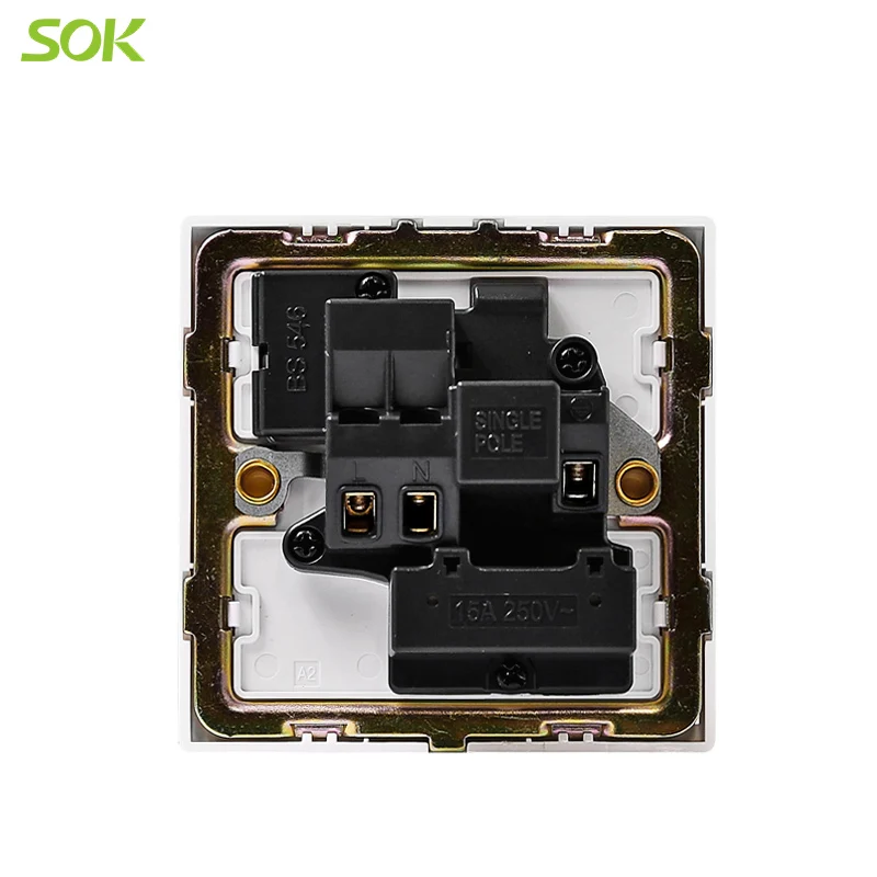 British wall socket 15A 250V Single Pole Switched 3 Round Pin Socket Outlets- White wall sockets