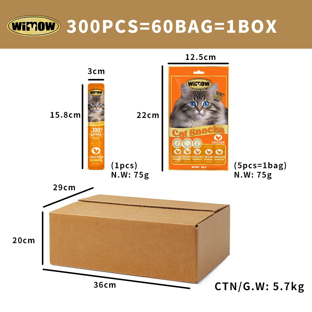 Factory cat snacks pet poached food ODM/OEM dog snacks Poached tuna and goat milk chicken breast Cat strip cat wet food