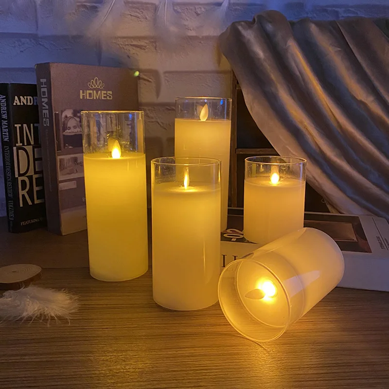 Реальный восковой парафин беспламенный аккумулятор USB-кабель аккумуляторная батарея Светодиодная свеча набор свечей с гальваническим стеклом