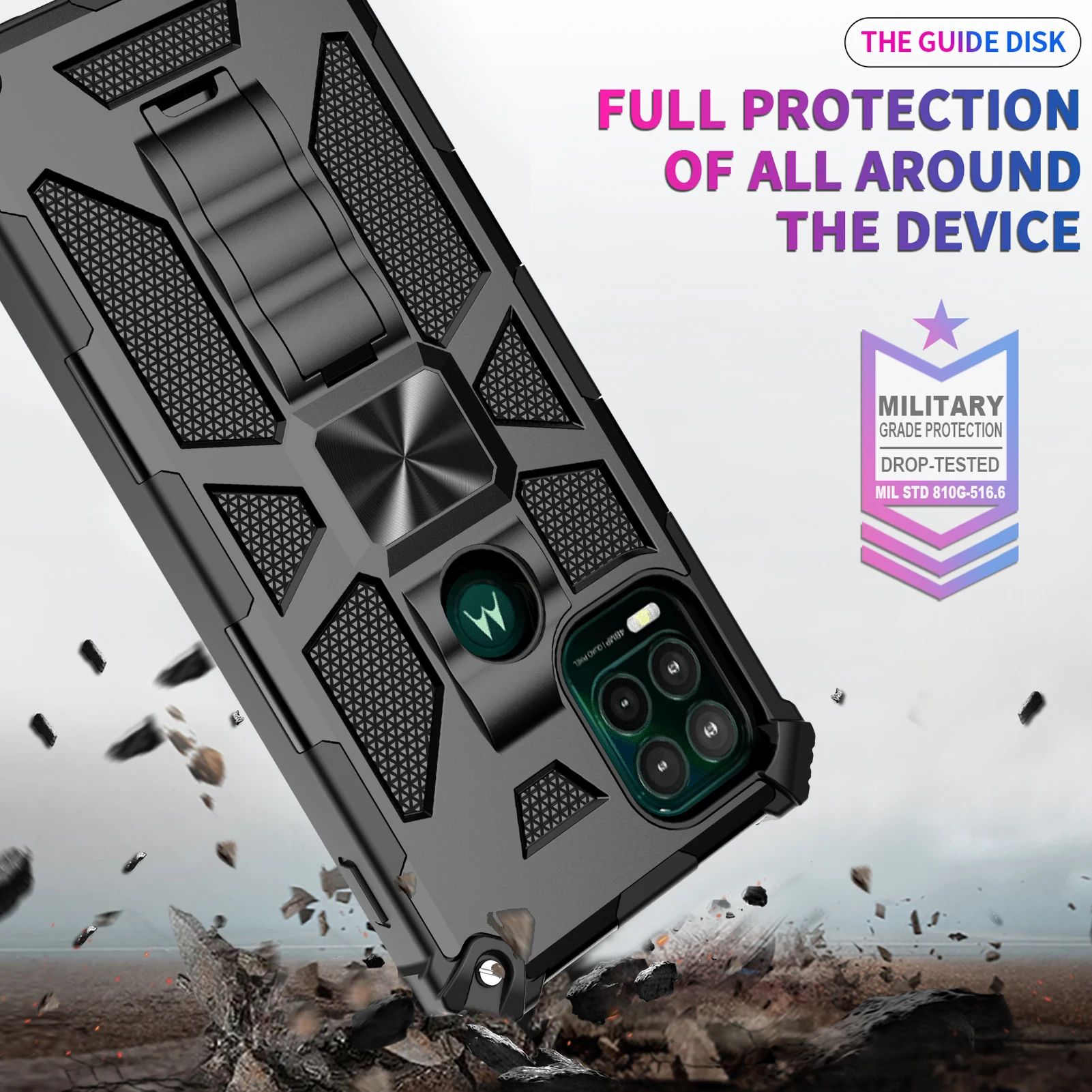 For Motorola G Power Play Stylus 5G 2021 Mobile Cell Phone Case Full Body Military Grade Built in Kickstand Heavy Duty Cover