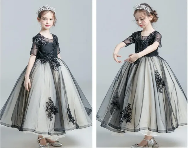 Newest Children Short Sleeves Girls Ball Gown Special Back Short Sleeves Girls Ball Gown