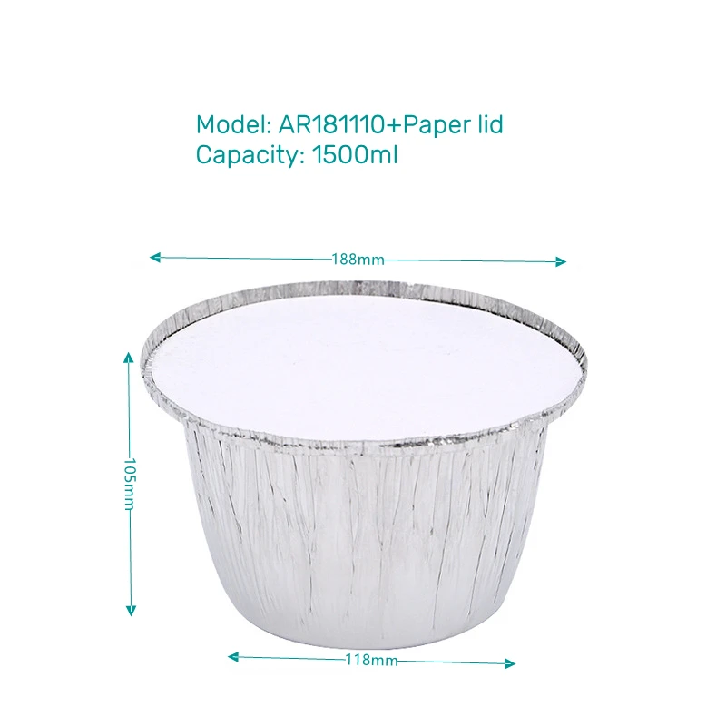 BGI 1500ml round  disposable baking pan/ plates with lids round Cheese Mac aluminum tray for food packaging