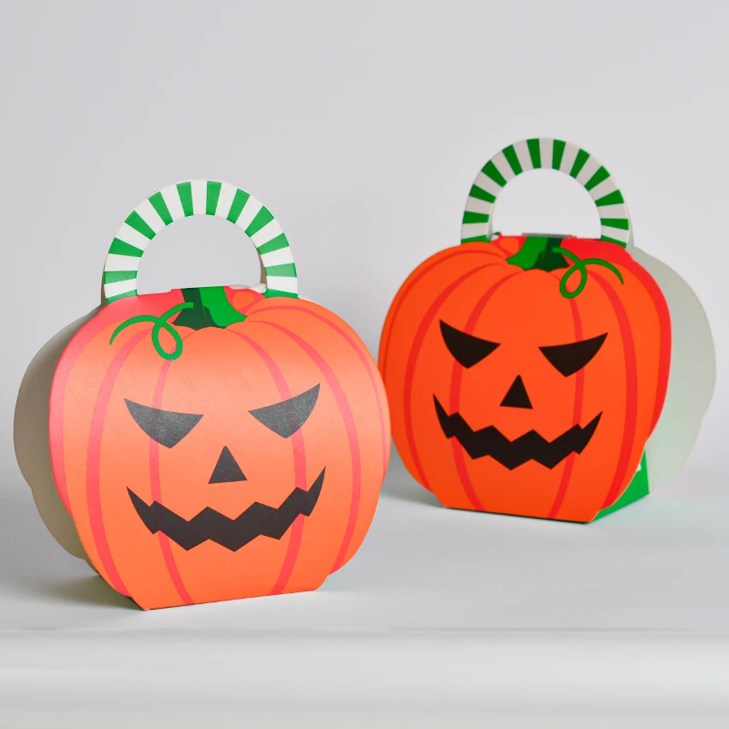 Cute Pumpkin Halloween Treat Boxes Halloween Party Candy Paper Boxes for Supplies Party Decoration