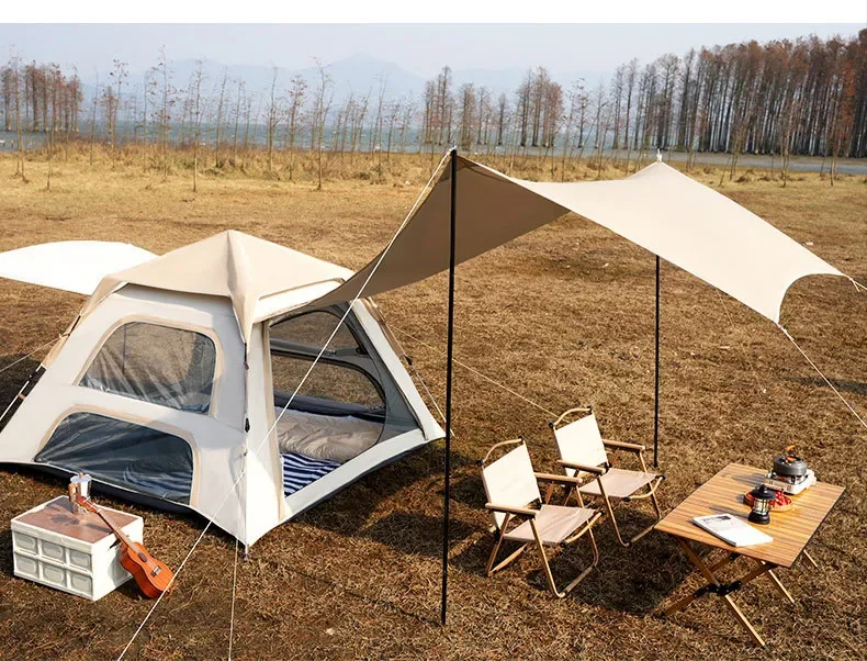 2023 new design outdoor automatic waterproof glamping tents portable tarp 2 in 1 for camping multipurpose tent