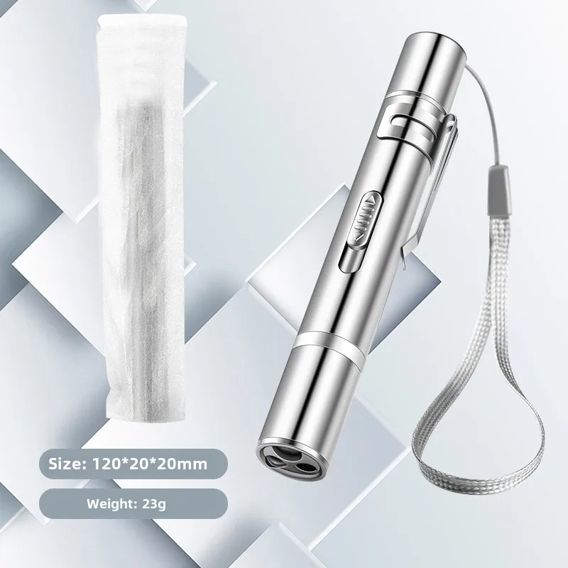 7in1 Multi-Pattern Switchable Laser Pointer Funny Cat Flashlight Stainless Steel Silver Infrared Purple Light White Plastic