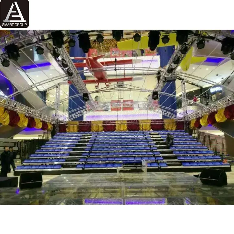 220 Seats Manual Or Electric Telescopic Grandstand Tribune Seating Indoor Sport Event Folding Bleacher