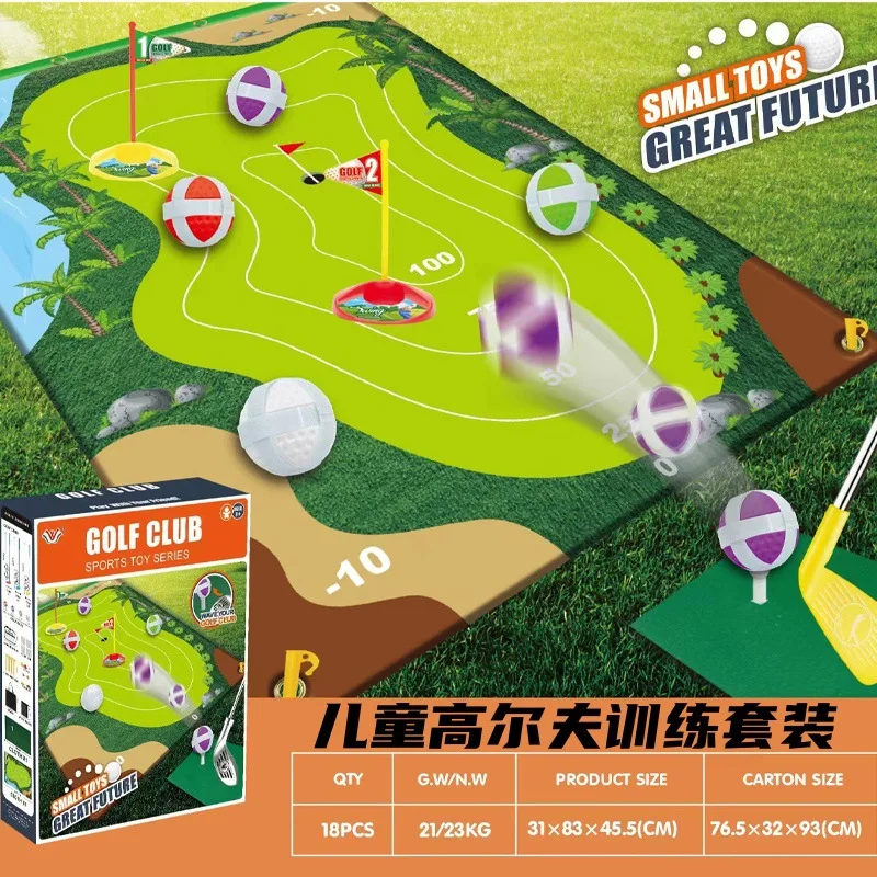 Hot Portable Golf Game Set Chipping Golf Floor 140CM*98CM Play Mat Indoor Outdoor Home Training Hitting Exercise Sports