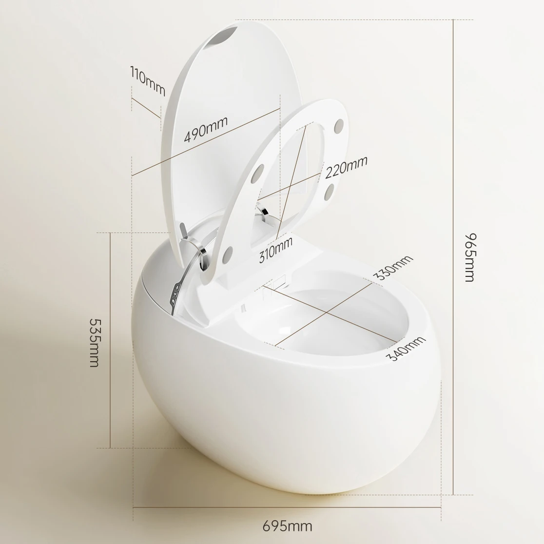 New Design Egg Shape Intelligent Closestool Automatic Operation Flushing Toilet Bowl Bathroom WC Ceramic Smart Toilet