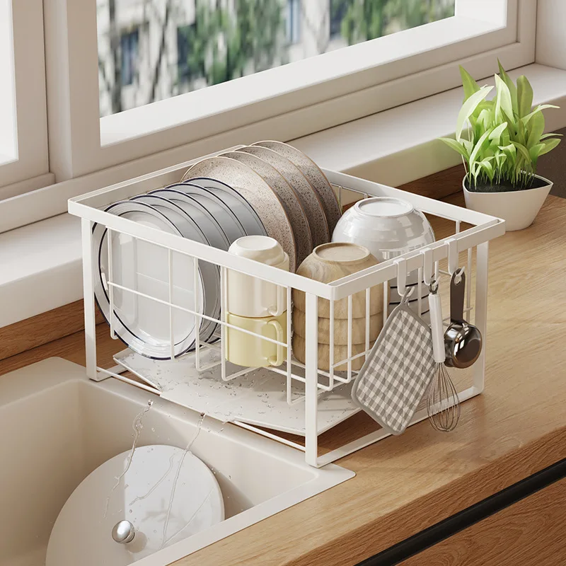 Home Cutlery Storage Rack Kitchen Dish Drain Organizer Steel Drain Rack Household Drain Dish Rack Utensil Storage Holder Shelf