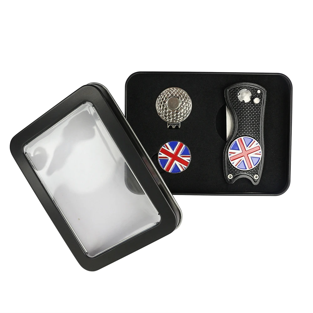 Custom Magnetic Golf Hat Clip And Golf Ball Marker Gift Box Set Packing For Club Member