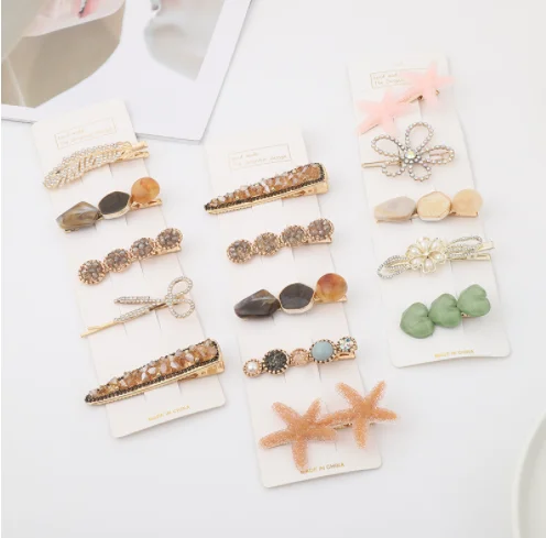 hot selling pearl diamond crystal hair clips hair pins sets summer classic heart star flower hairclips Barrettes hair ornament.png