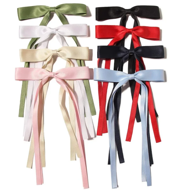 Hair Bow Clips for Women Sweet Ribbon Bows Long Tail Bowknot Alligator Clip Girl Bows Barrettes