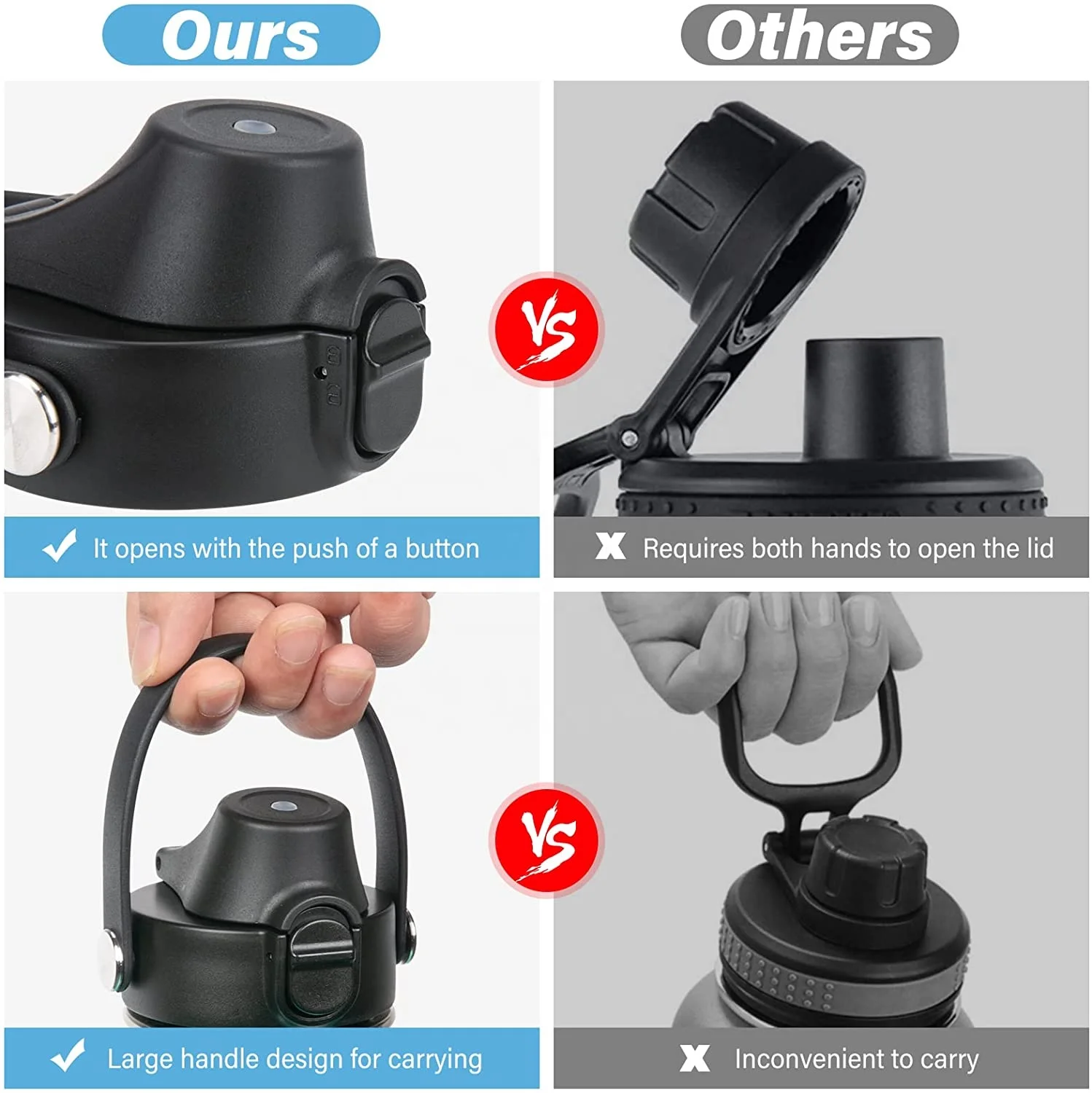 Spout lid straw lid water bottle vacuum wide mouth kids water bottle cap with lid and straw