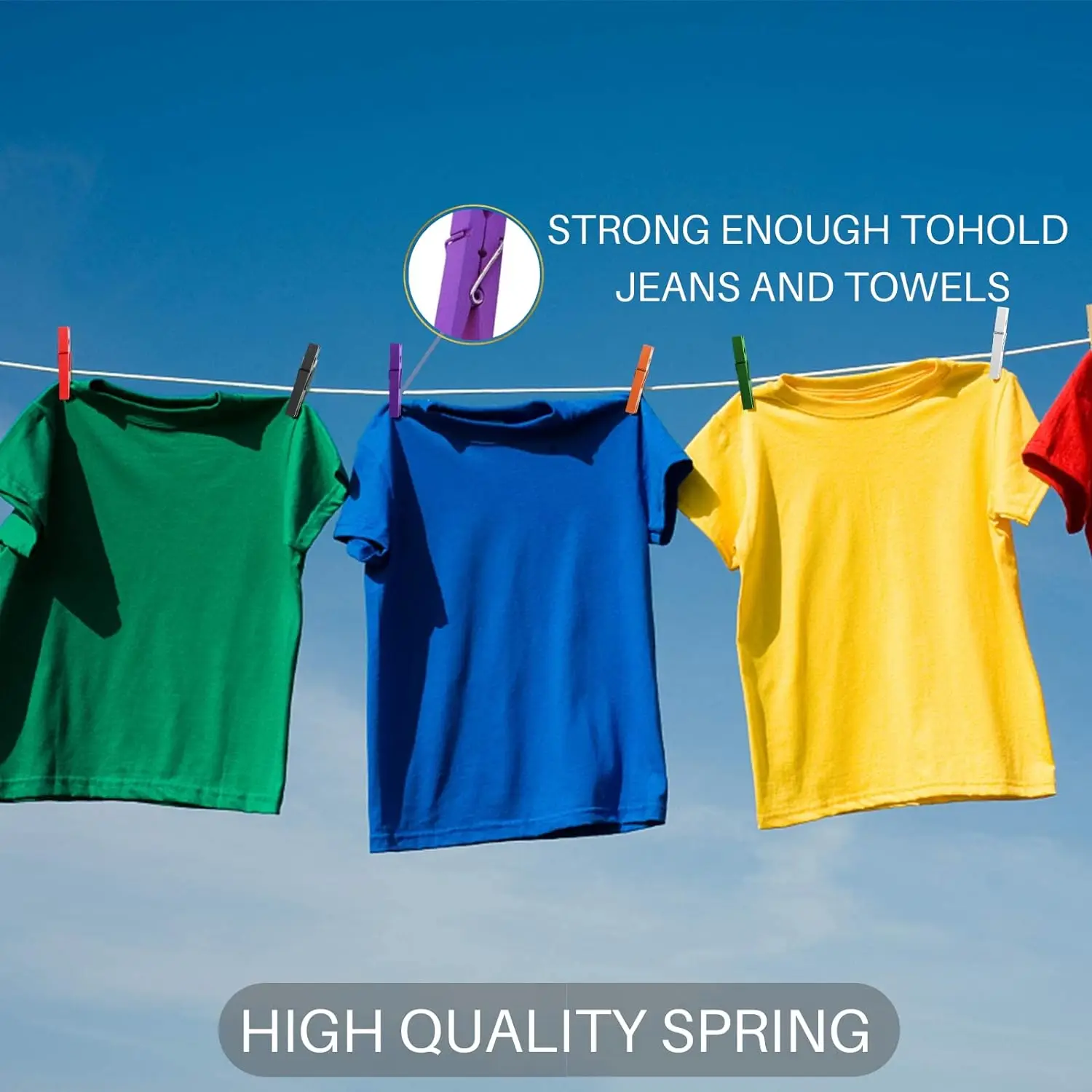 HC Factory  Supply Colorful  Wooden Clothespins with jute Rope  Small Wood Clothespin