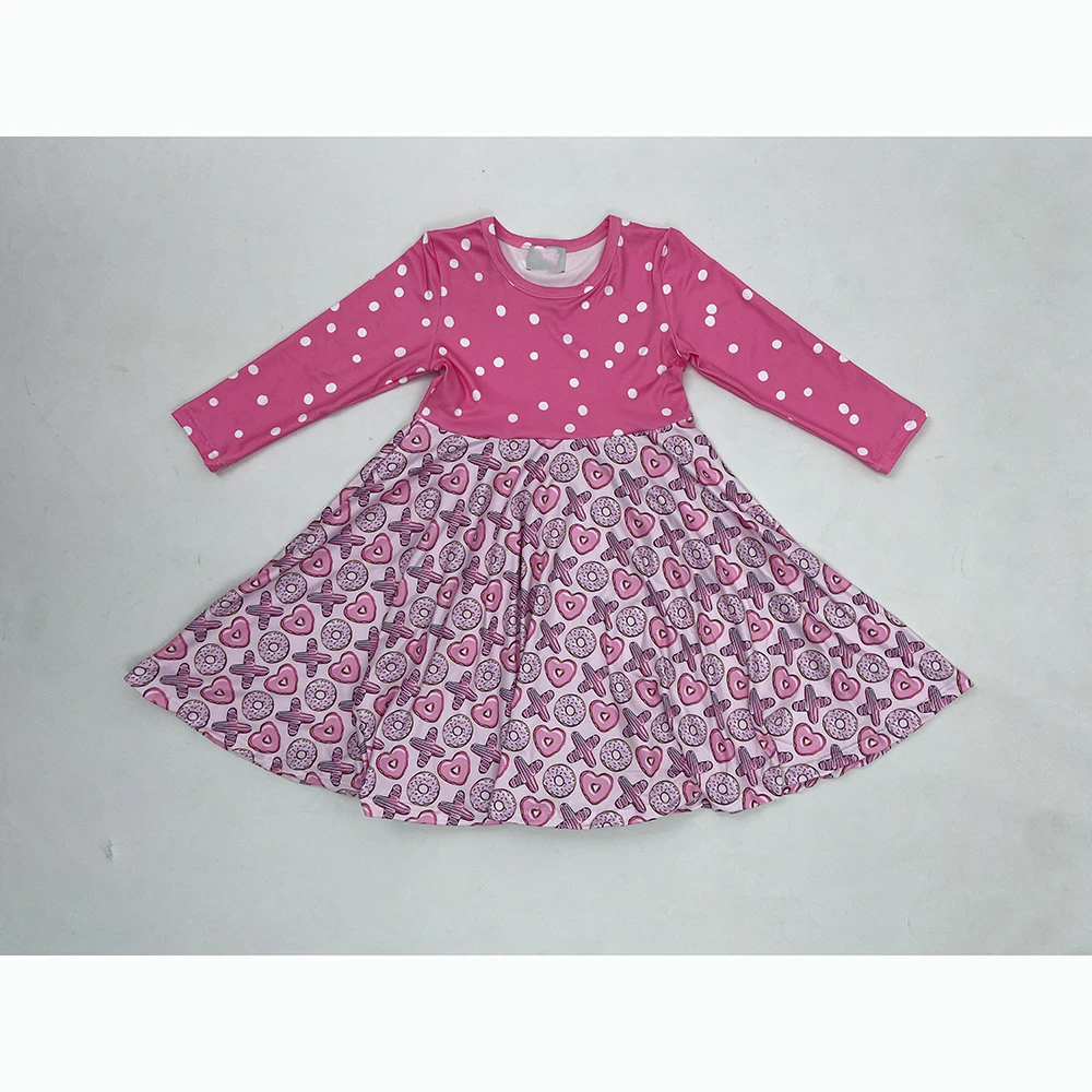 Custom factory Baby Long Sleeve Christmas Dress Princess Kids Rainbow Tree Party Dresses for Girls