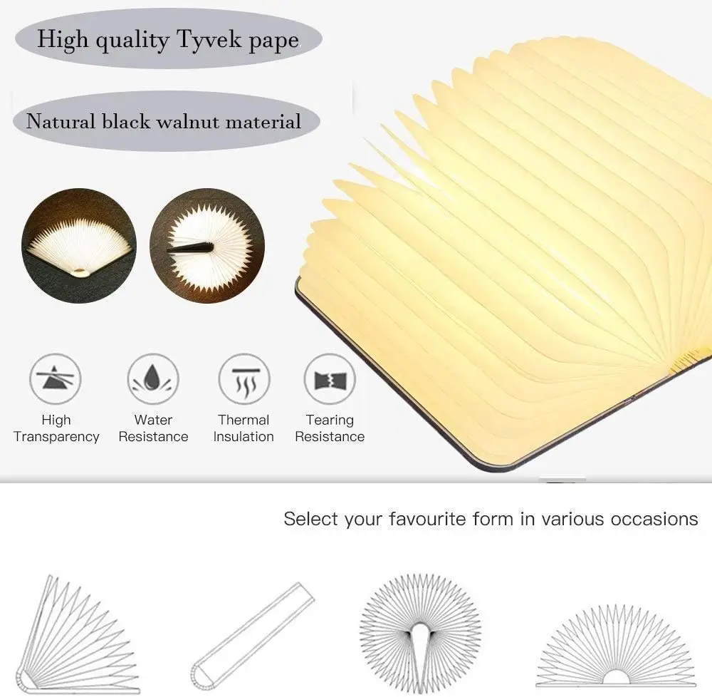 Book Light Novelty Folding Book Lamp 3 Colors Folding Night Light Portable Desk Light 5.91in 700mah