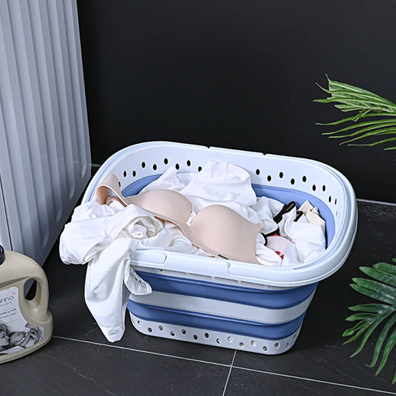 High Quality Foldable Laundry Basket Storage Plastic Basket  Food  Feature Material Origin  Collapsible