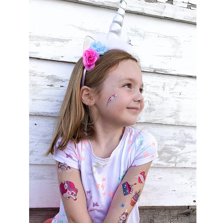 Nicro New Products Party Decoration Rainbow Kid Glitter Tattoos Stickers Unicorn Party Favors