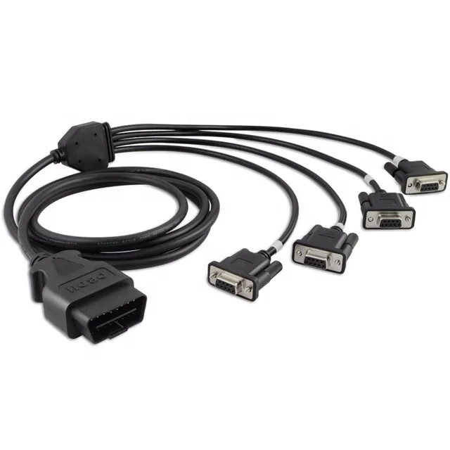 2.1M 6.9ft 1 OBD Male Interface to DB9 Serial RS232 4 Female Port OBD2 OBDII 16 Pin OBD Cable Adapter Diagnostic Extension Cord