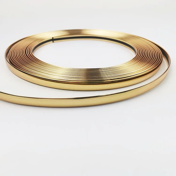 10mm 12mm 15mm PVC Chrome Gold Decorative Trim Plastic Strip Bright Golden Color Manufacturer Offering Cutting Extruding