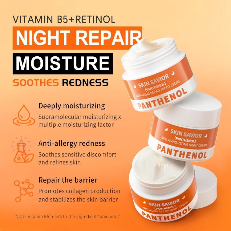 OBY Tiktok Hot Selling Panthenol Skin Care Night Cream OEM ODM Reduces Wrinkles Blemishes Retinol Anti-Aging Repair Night Cream
