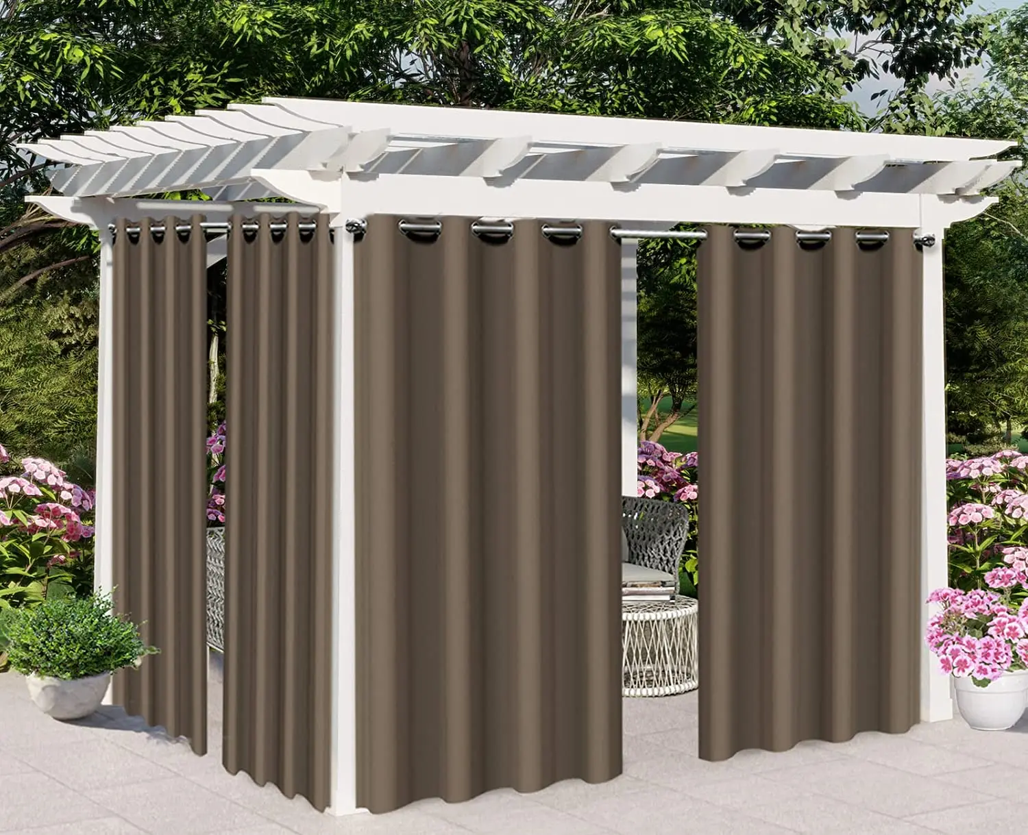 Наружные шторы ABCCANOPY 54 'x 95' водонепроницаемые солнцезащитные занавески для патио с люверсами беседки крыльца