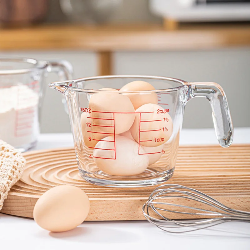 Transparent Clear 250ml 500ml 1000ml Measuring Jug Bakery Sustainable Glass Cup With Handle for Liquid Flour Egg