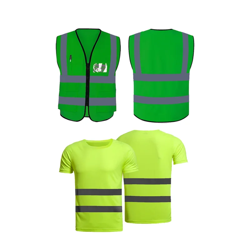 2024 reflect logo graphic custom T shirt long safety plain green reflective silver tape work cloth man polo short sleeve T-shirt