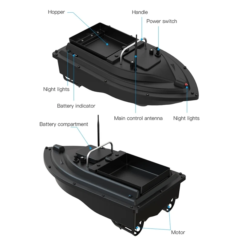 2025 Good Quality Price D16B GPS Double Motors Outdoor Rc Bait Fishing Boat