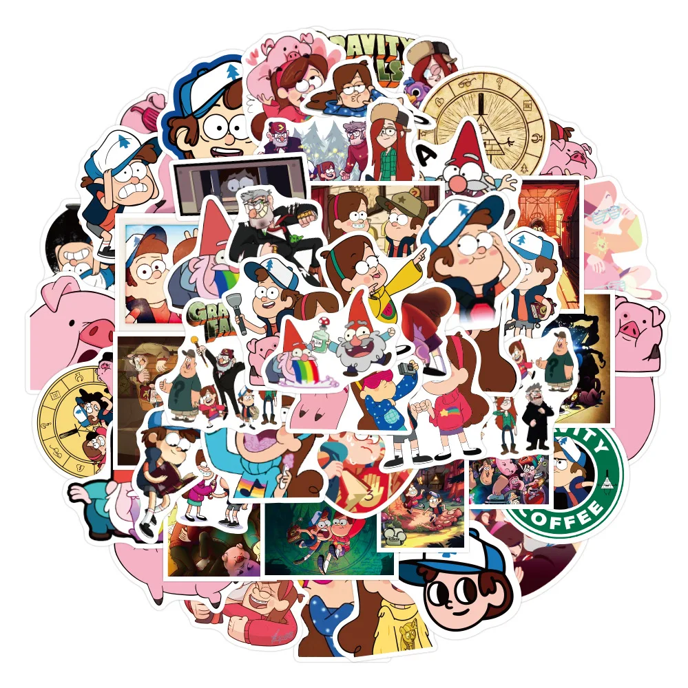 50PCS Anime Gravity Falls cute funny cartoon sticker for kids skateboard toy decoration