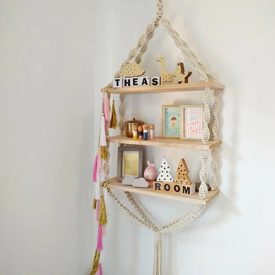 Supplier Wholesale High Quality Wood Macrame Wall Hanging Planter Shelf