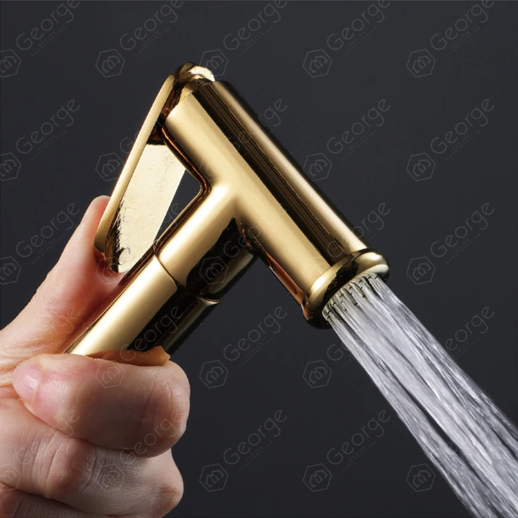 
Titanium golden round cleaning toilet flush washer spray gun with guarantee 5 years 