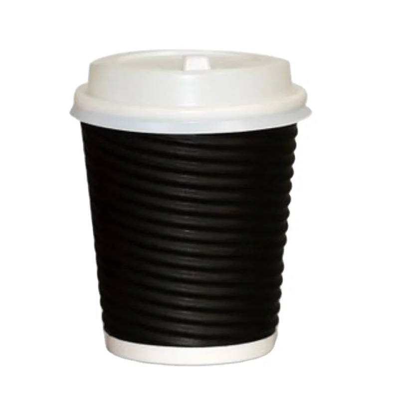 OEM Disposable Paper Screw Coffee Cups Red Black Biodegradable Tea