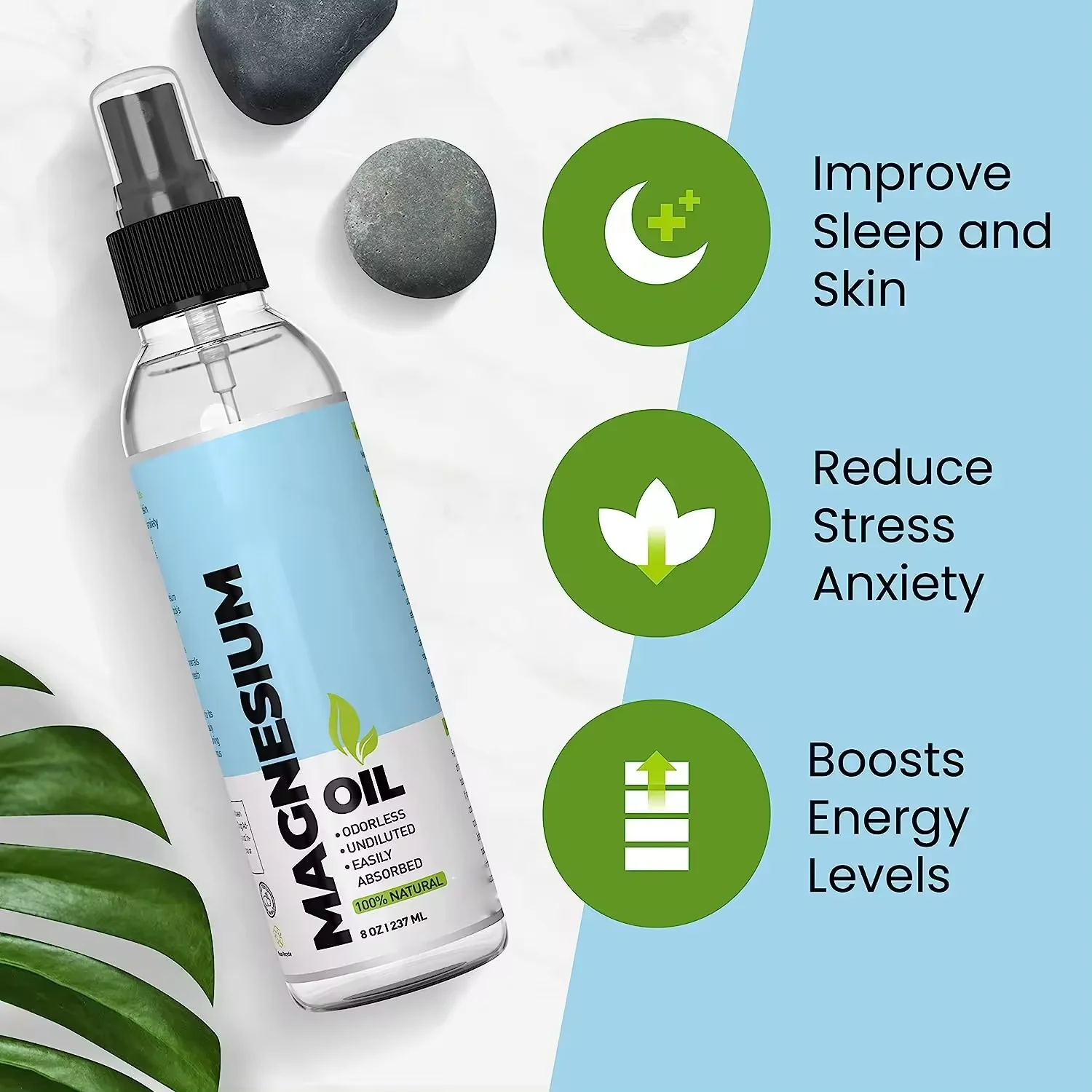 Enjoy Skin Private Label Organic Minerals Magnesium Oil Spray for Sleep Muscle Pain Relief 100% Pure for Less Sting Less Itch