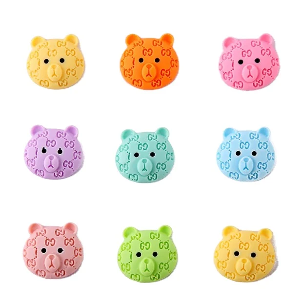 Wholesale Cooky Resin rabbit head bear macaron color diy jewelry phone case patch 3d kawaii bunny nail charms accessories