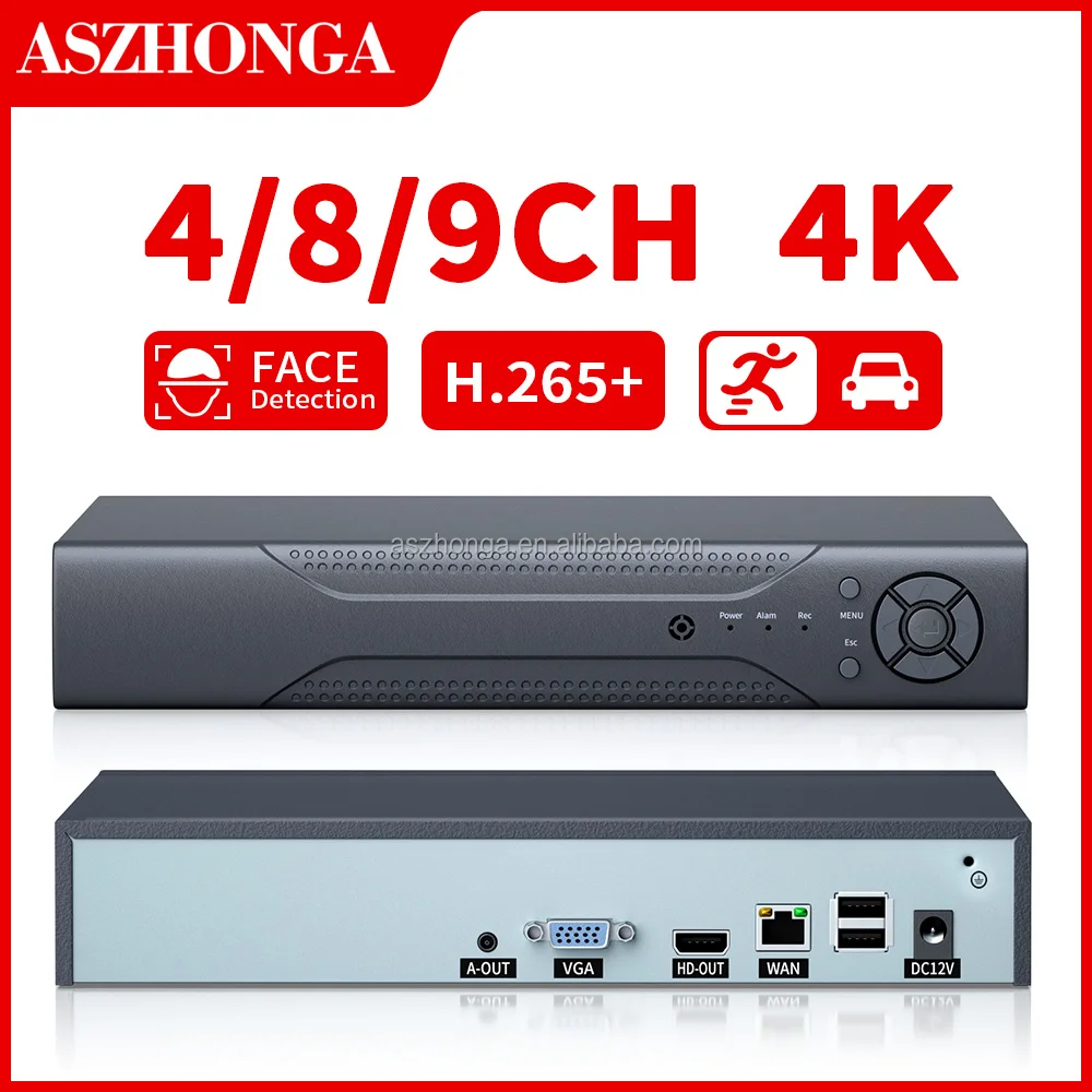 Manufacturers Wholesale 4K NVR 9CH NVR Video Host  1 SATA HDD P2P xmeye H265 Security IP Network Video Recorder