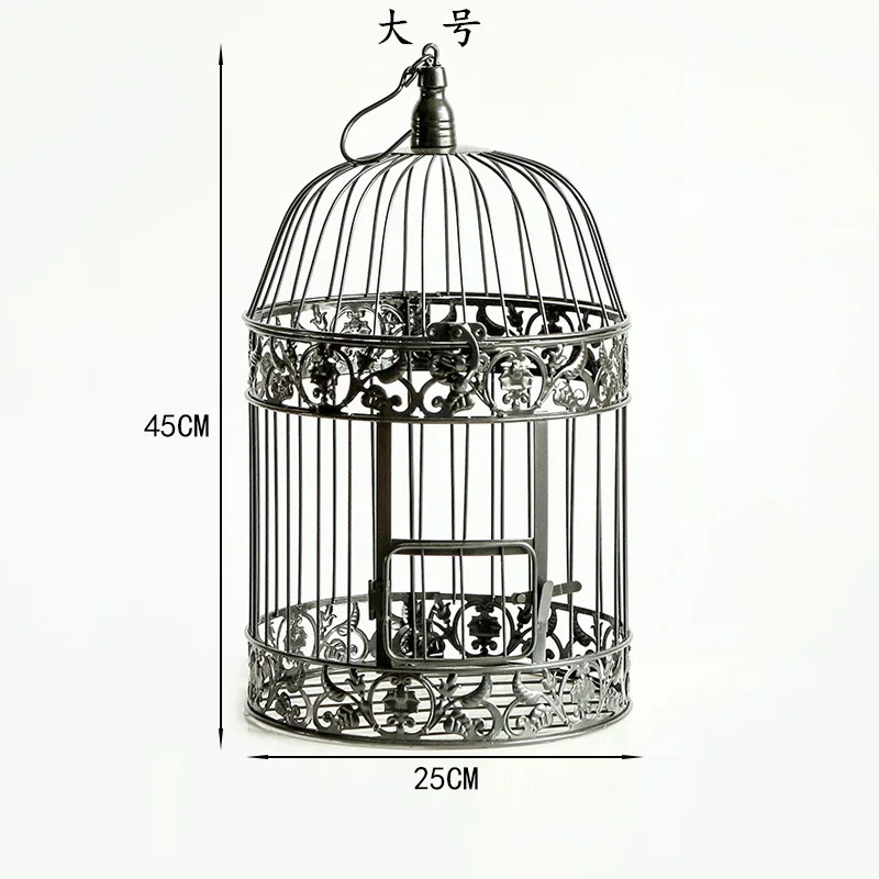 European Style Luxury Silver Hollow Metal Bird Cage Lantern For Home Wedding photography Decor Candlestick Candle Holder
