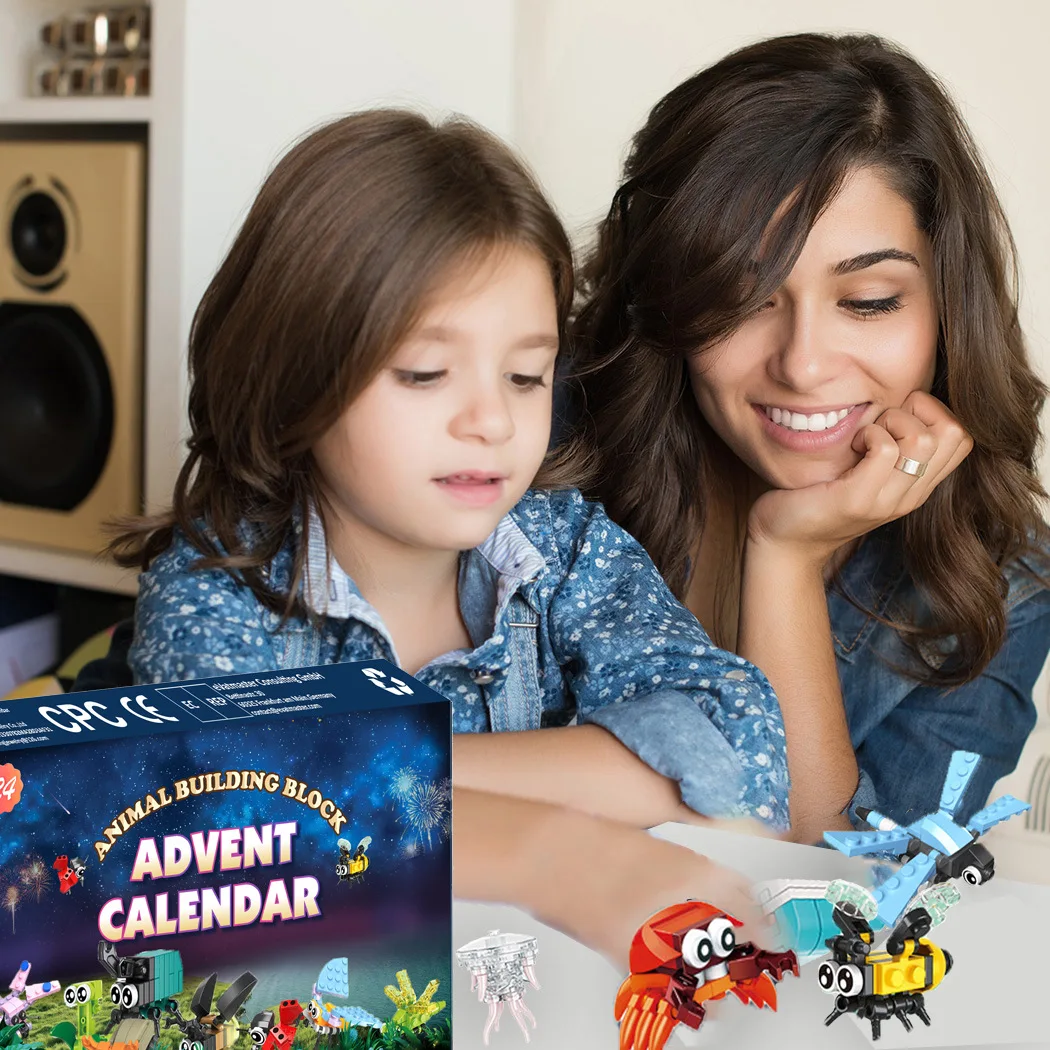 24 Types Insects Building Blocks Animal figures Advent Calendar  Cartoon Action Figures Advent Box Christmas Gift