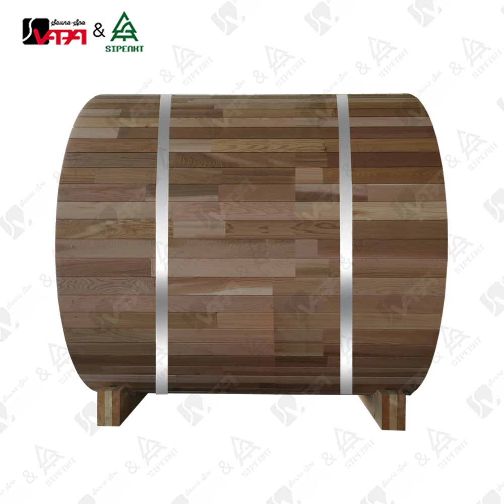 Vapasauna manufacturer outdoor barrel sauna  with porch and top window for 4 people red cedar saunas for sale