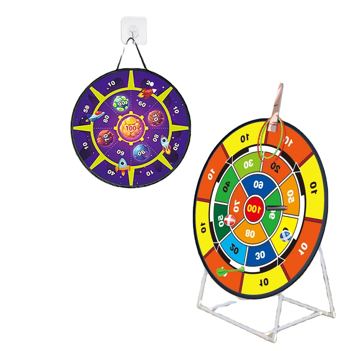 3 In 1 Dart Board Set Toys Darts Sticky Balls Soft Bullet Guns Double-Sided Target Dart Board For Kids Outdoor Indoor Toys