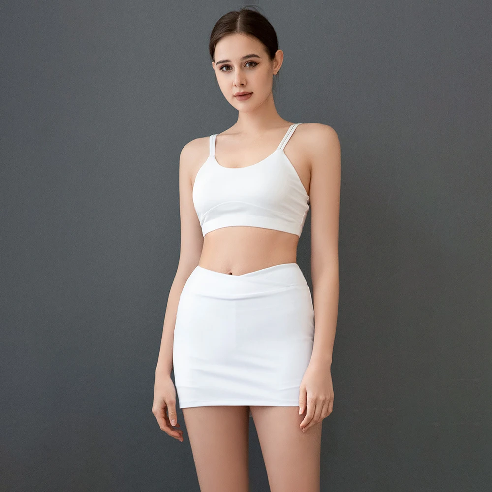 Sexy Drawstring Design Womens Yoga Skirts Summer Slim Pencil  Green Running Sporty Knit Skirts