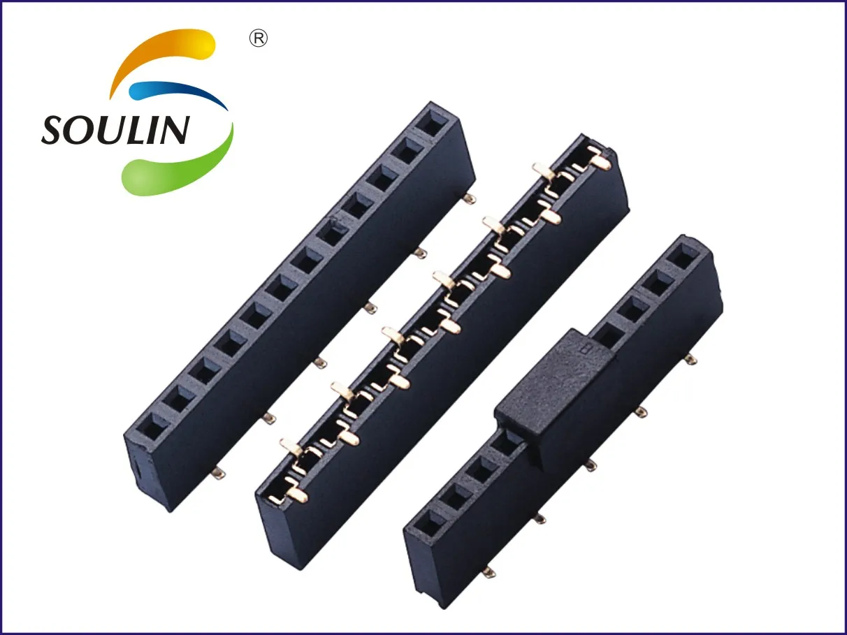 Shenzhen factory pin male header female header pitch 2.54 mm 1.27mm 1mm pitch pin header smd single row