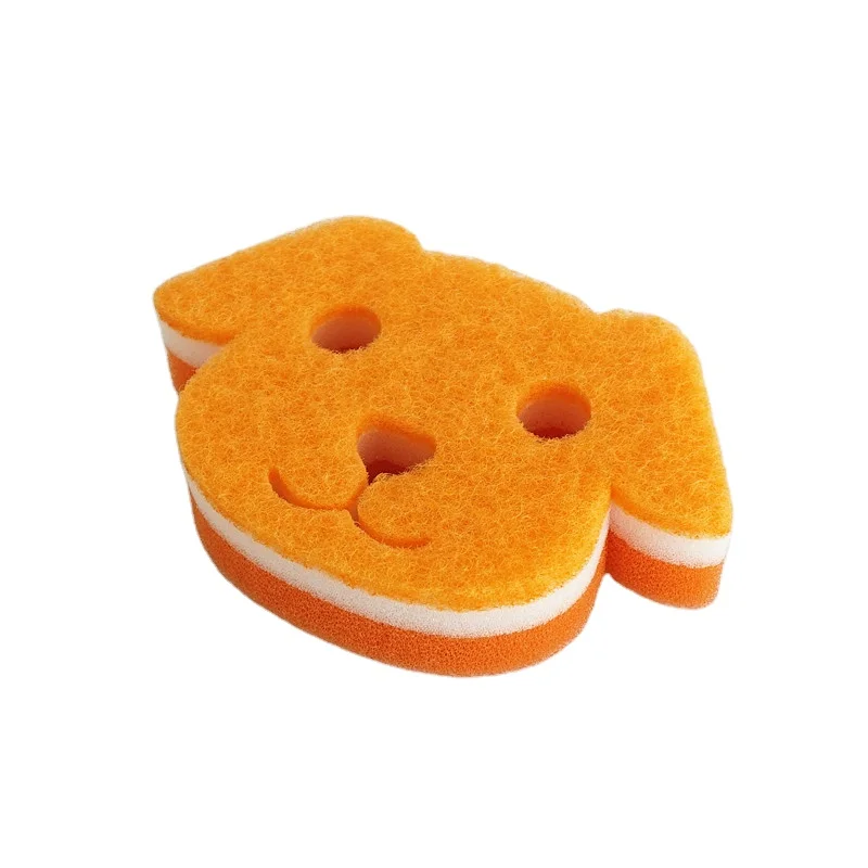 Animal dog shape tableware dish cleaning scourer / scrubber three layers sponge pad